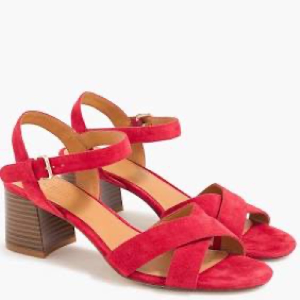 J Crew Red Suede Sandals Red 8.5 new with box